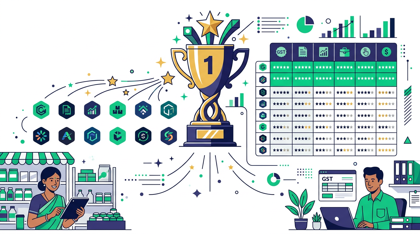 Best GST billing software India 2026 top 10 comparison table with price and features — BikriBook